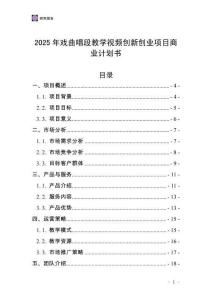 2025年戲曲唱段教學(xué)視頻創(chuàng)新創(chuàng)業(yè)項(xiàng)目商業(yè)計(jì)劃書