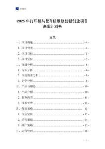 2025年打印機與復印機維修創(chuàng)新創(chuàng)業(yè)項目商業(yè)計劃書