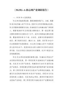 5G 5G-A核心網產業調研報告-移動物聯網發展方陣