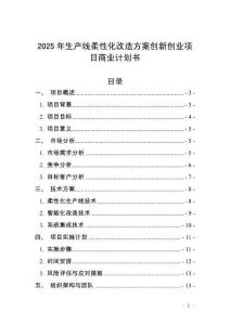 2025年生產線柔性化改造方案創新創業項目商業計劃書