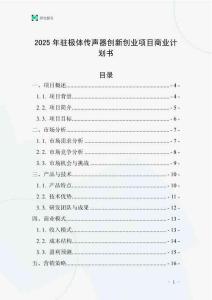 2025年駐極體傳聲器創(chuàng)新創(chuàng)業(yè)項目商業(yè)計劃書