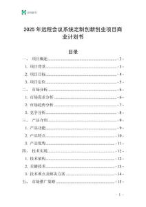 2025年遠程會議系統定制創新創業項目商業計劃書