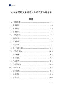 2025年撰寫發布創新創業項目商業計劃書