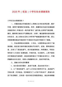 2025年（優選）小學生社會調查報告