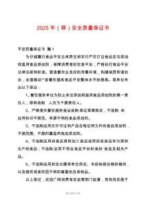 2025年（薦）安全質(zhì)量保證書