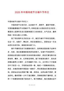 2025年中國傳統節日端午節作文