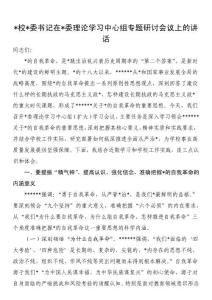 書記在理論學(xué)習(xí)中心組專題研討會(huì)議上的講話