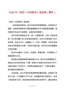 2025年《殺死一只知更鳥》讀后感（精華）