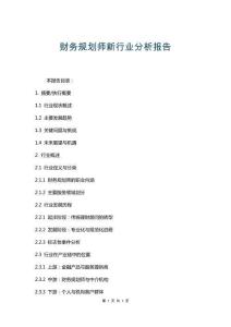 財(cái)務(wù)規(guī)劃師新行業(yè)分析報(bào)告