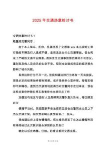 2025年交通違章檢討書