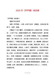 2025年《聲聲慢》讀后感