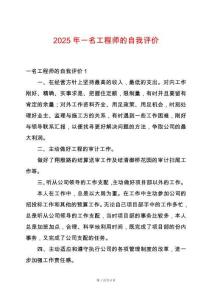 2025年一名工程師的自我評價