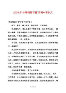 2025年“今朝晴朗可喜”濟(jì)南中考作文