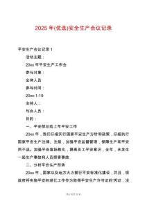 2025年(優(yōu)選)安全生產(chǎn)會(huì)議記錄