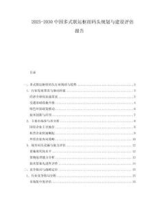 2025-2030中國多式聯運樞紐碼頭規劃與建設評估報告