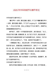 2025年中華傳統(tǒng)節(jié)日春節(jié)作文
