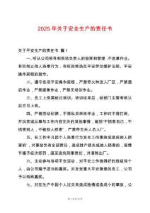 2025年關(guān)于安全生產(chǎn)的責(zé)任書