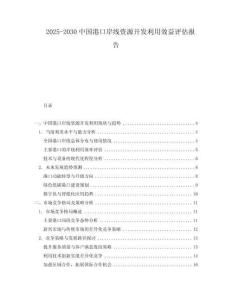 2025-2030中國港口岸線資源開發利用效益評估報告