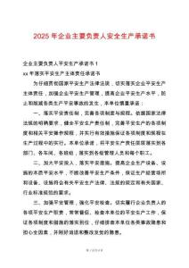 2025年企業(yè)主要負(fù)責(zé)人安全生產(chǎn)承諾書