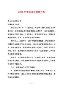 2025年作業沒寫的檢討書