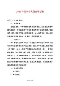 2025年關于個人創業計劃書