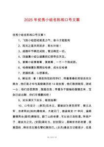 2025年優(yōu)秀小組名稱和口號文案