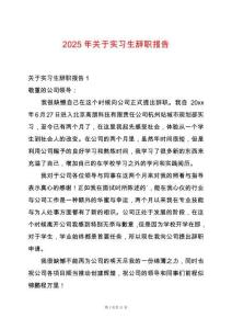 2025年關(guān)于實(shí)習(xí)生辭職報(bào)告