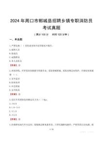 2024年周口市鄲城縣招聘鄉(xiāng)鎮(zhèn)專職消防員考試真題