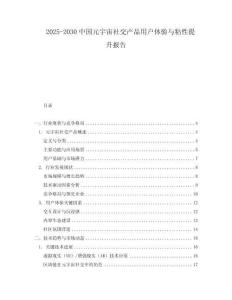 2025-2030中國元宇宙社交產(chǎn)品用戶體驗與粘性提升報告