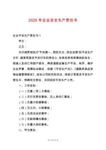 2025年企業安全生產責任書