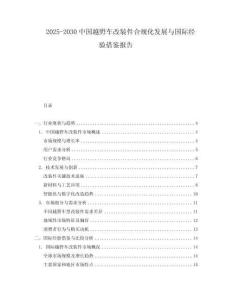 2025-2030中國越野車改裝件合規(guī)化發(fā)展與國際經(jīng)驗借鑒報告