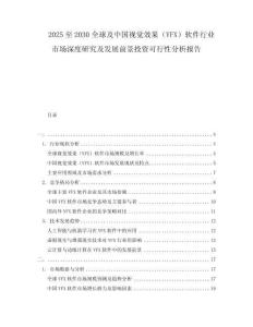 2025至2030全球及中國視覺效果（VFX）軟件行業市場深度研究及發展前景投資可行性分析報告