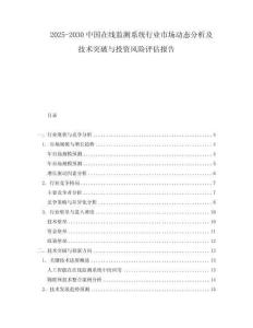 2025-2030中國在線監測系統行業市場動態分析及技術突破與投資風險評估報告