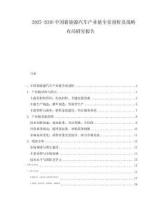 2025-2030中國新能源汽車產(chǎn)業(yè)鏈全景剖析及戰(zhàn)略布局研究報告
