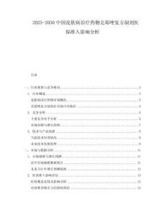 2025-2030中國皮膚病治療藥物克霉唑復方制劑醫(yī)保準入影響分析