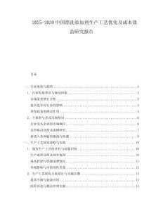 2025-2030中國(guó)漂洗添加劑生產(chǎn)工藝優(yōu)化及成本效益研究報(bào)告