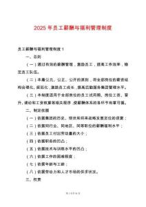 2025年員工薪酬與福利管理制度
