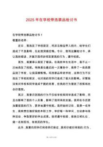 2025年在學(xué)校帶違禁品檢討書