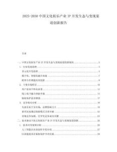 2025-2030中國文化娛樂產業IP開發生態與變現渠道創新報告