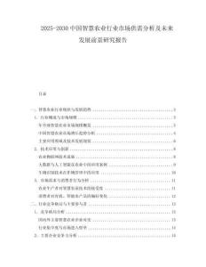 2025-2030中國(guó)智慧農(nóng)業(yè)行業(yè)市場(chǎng)供需分析及未來(lái)發(fā)展前景研究報(bào)告
