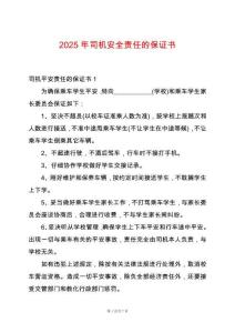 2025年司機(jī)安全責(zé)任的保證書(shū)