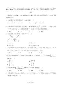 2024-2025學(xué)年山東省淄博市沂源縣七年級(jí)（下）期末數(shù)學(xué)試卷（五四學(xué)制）(含部分答案)