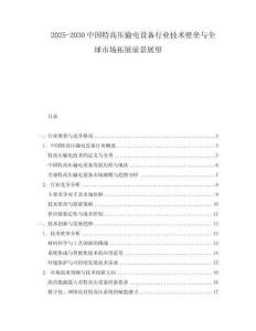 2025-2030中國特高壓輸電設備行業技術壁壘與全球市場拓展前景展望