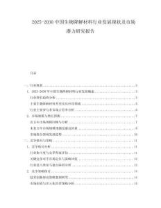 2025-2030中國生物降解材料行業發展現狀及市場潛力研究報告