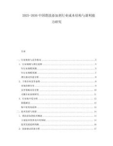 2025-2030中國漂洗添加劑行業(yè)成本結(jié)構(gòu)與盈利能力研究
