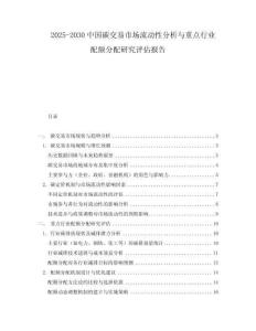 2025-2030中國碳交易市場流動性分析與重點行業配額分配研究評估報告