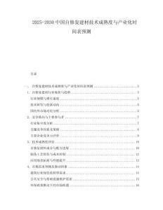 2025-2030中國自修復(fù)建材技術(shù)成熟度與產(chǎn)業(yè)化時間表預(yù)測