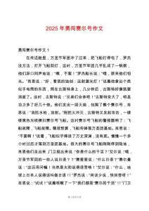 2025年勇闖賽爾號作文