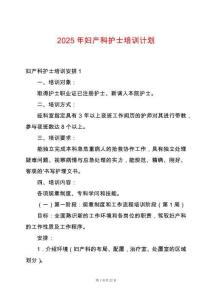 2025年婦產科護士培訓計劃