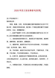 2025年員工安全承諾書(shū)[實(shí)用]